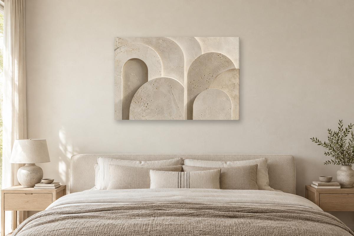 Limestone Arches — horizontal canvas in a bedroom, full original artwork