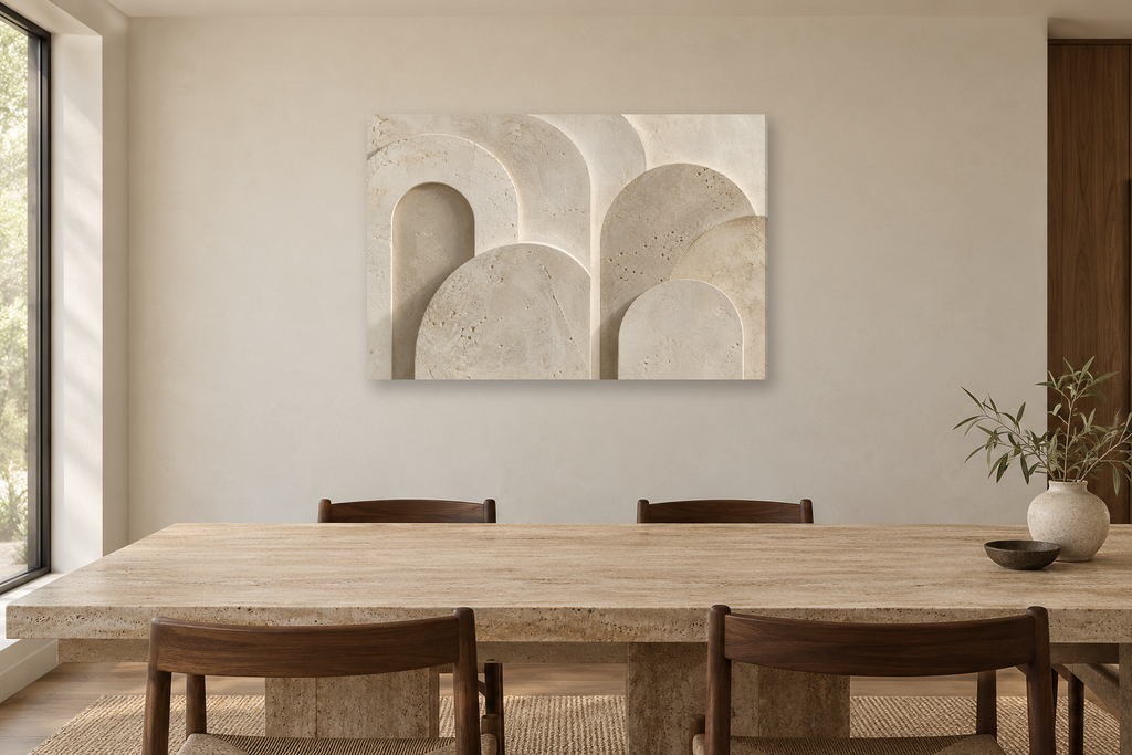 Limestone Arches — horizontal canvas in a dining room, full original artwork