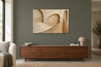 Sandstone Fold — horizontal canvas in a living room, full original artwork