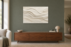 Ivory Waves — horizontal canvas in a living room, full original artwork