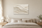Ivory Waves — horizontal canvas in a bedroom, full original artwork