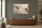 Clay Crescent — horizontal canvas in a living room, full original artwork