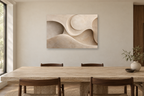 Clay Crescent — horizontal canvas in a dining room, full original artwork