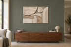 Travertine Rhythm — horizontal canvas in a living room, full original artwork