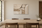 Travertine Rhythm — horizontal canvas in a dining room, full original artwork
