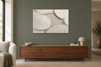 Porcelain Drift — horizontal canvas in a living room, full original artwork