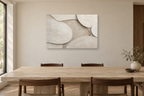 Porcelain Drift — horizontal canvas in a dining room, full original artwork