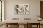 Stone Ribbon — horizontal canvas in a dining room, full original artwork