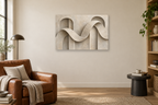 Stone Ribbon — horizontal canvas in a reading corner, full original artwork