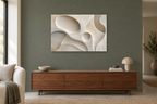 Soft Geometry — horizontal canvas in a living room, full original artwork