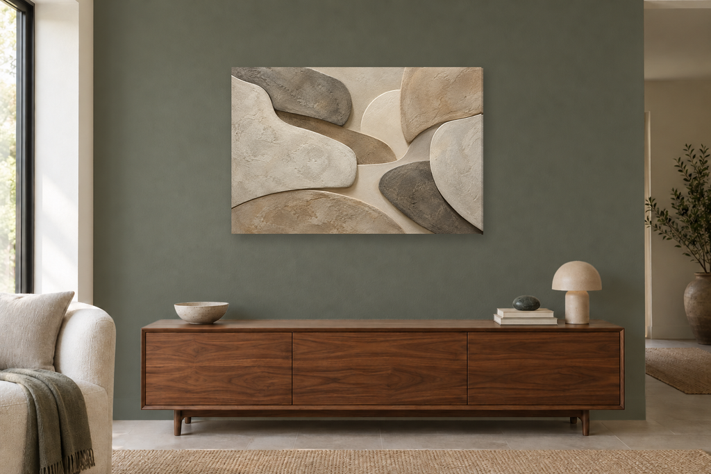 Mineral Passage — horizontal canvas in a living room, full original artwork