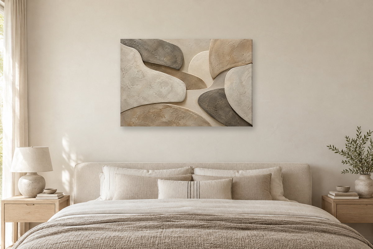 Mineral Passage — horizontal canvas in a bedroom, full original artwork