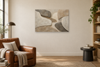 Mineral Passage — horizontal canvas in a reading corner, full original artwork