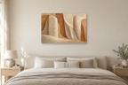 Warm Monoliths — horizontal canvas in a bedroom, full original artwork