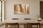 Warm Monoliths — horizontal canvas in a dining room, full original artwork