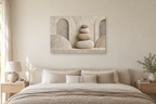 Pebble Balance — horizontal canvas in a bedroom, full original artwork