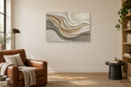 Carved Light — horizontal canvas in a reading corner, full original artwork