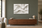White Contours — horizontal canvas in a living room, full original artwork