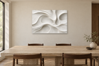 White Contours — horizontal canvas in a dining room, full original artwork