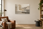 Quiet Terraces — horizontal canvas in a reading corner, full original artwork