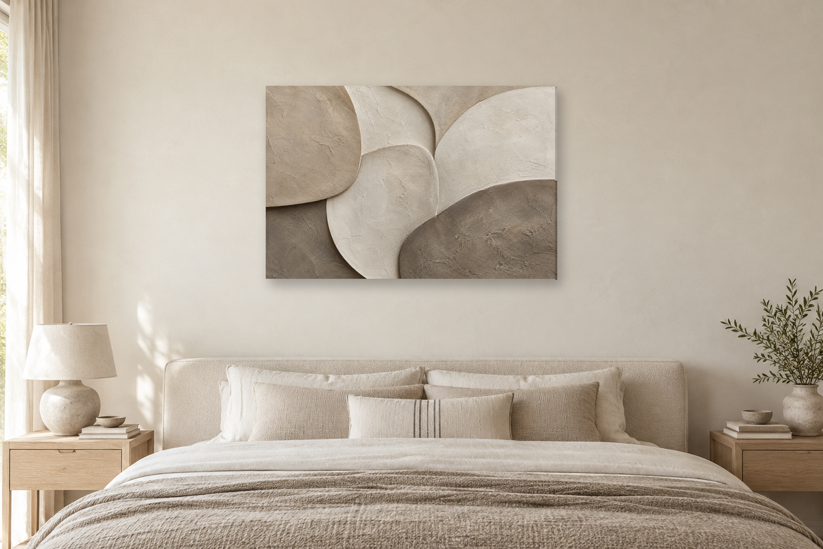 Silt And Form — horizontal canvas in a bedroom, full original artwork