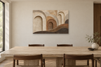 Earth Layers — horizontal canvas in a dining room, full original artwork