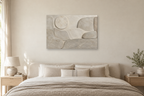 Pale Topography — horizontal canvas in a bedroom, full original artwork
