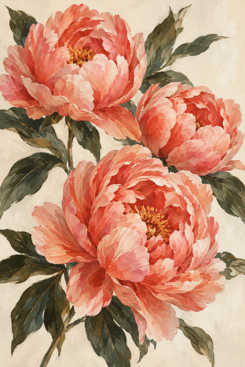 Coral Peonies canvas artwork — Modern Blooms