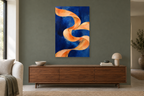 Apricot Reverie in a living room — interior mockup with the complete original artwork