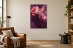 Rose Current in a reading corner — interior mockup with the complete original artwork