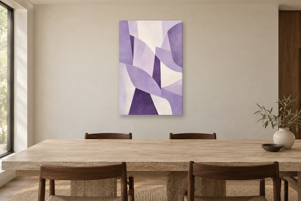 Lilac Assembly in a dining room — interior mockup with the complete original artwork