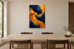 Saffron Dance in a dining room — interior mockup with the complete original artwork