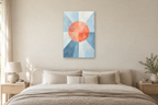 Coral Compass in a bedroom — interior mockup with the complete original artwork