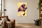 Plum Crescendo in a reading corner — interior mockup with the complete original artwork