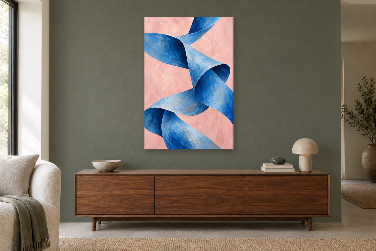 Azure Fold in a living room — interior mockup with the complete original artwork