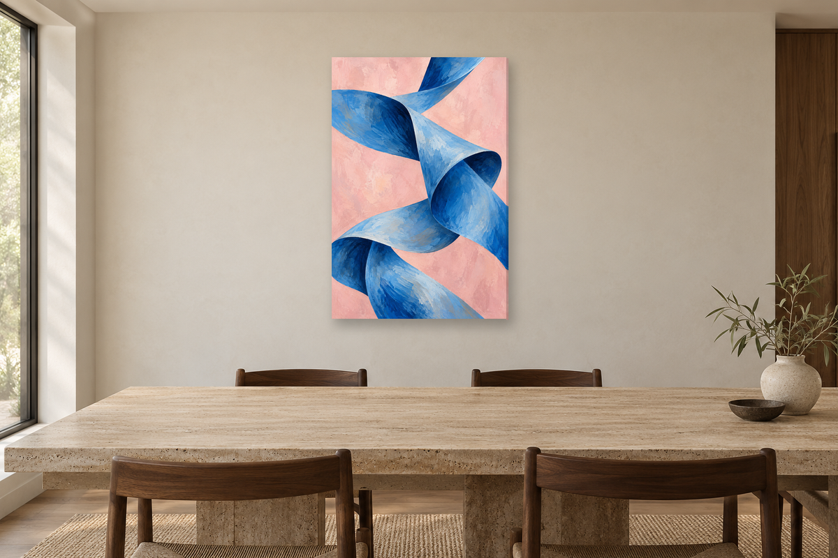 Azure Fold in a dining room — interior mockup with the complete original artwork