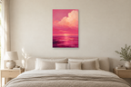Pink Horizon in a bedroom — interior mockup with the complete original artwork