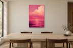 Pink Horizon in a dining room — interior mockup with the complete original artwork
