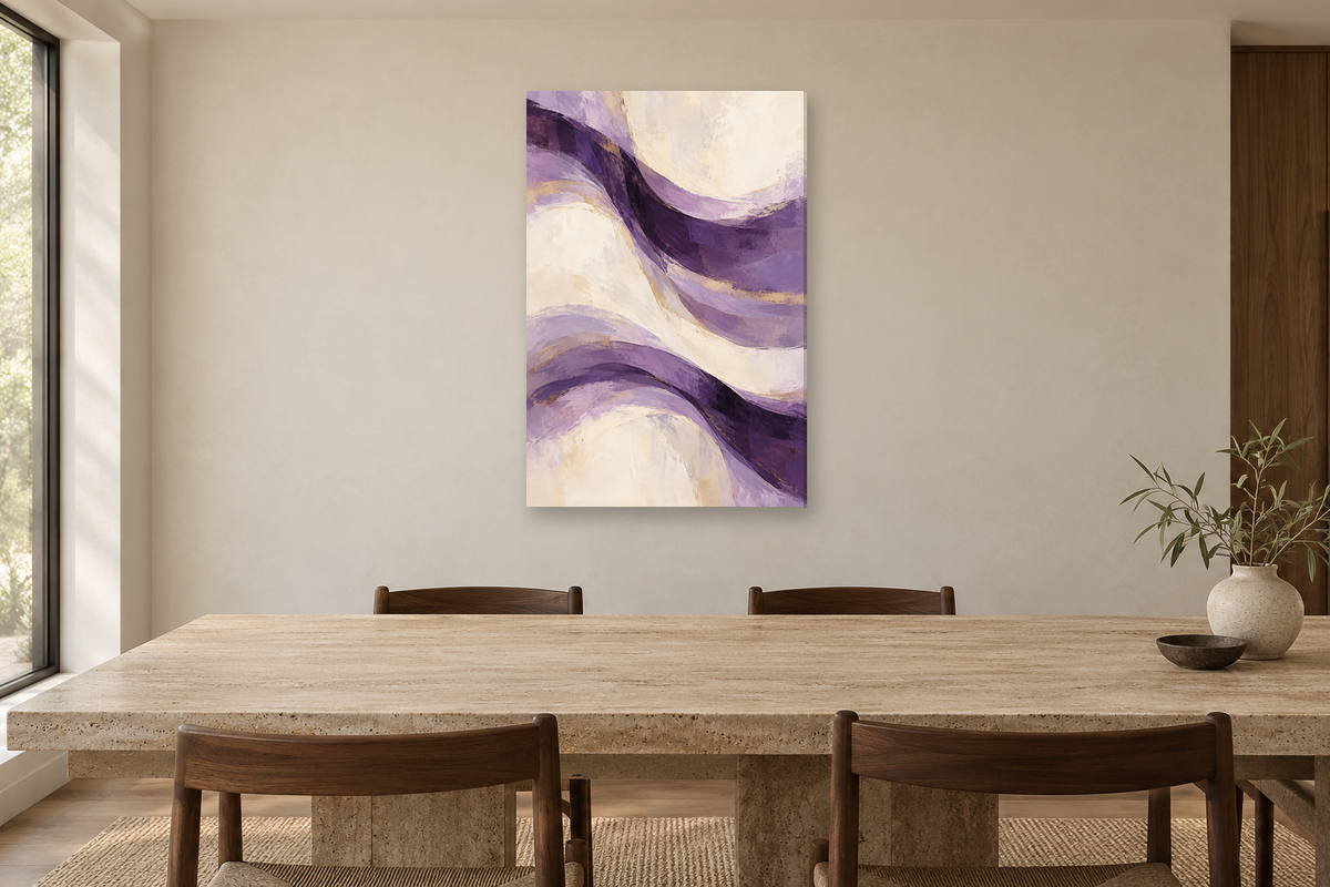 Violet Tempo in a dining room — interior mockup with the complete original artwork