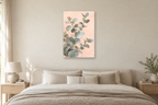 Silver Eucalyptus in a bedroom — interior mockup with the complete original artwork