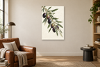 Olive Orchard in a reading corner — interior mockup with the complete original artwork
