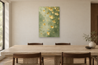 Ginkgo Rain in a dining room — interior mockup with the complete original artwork