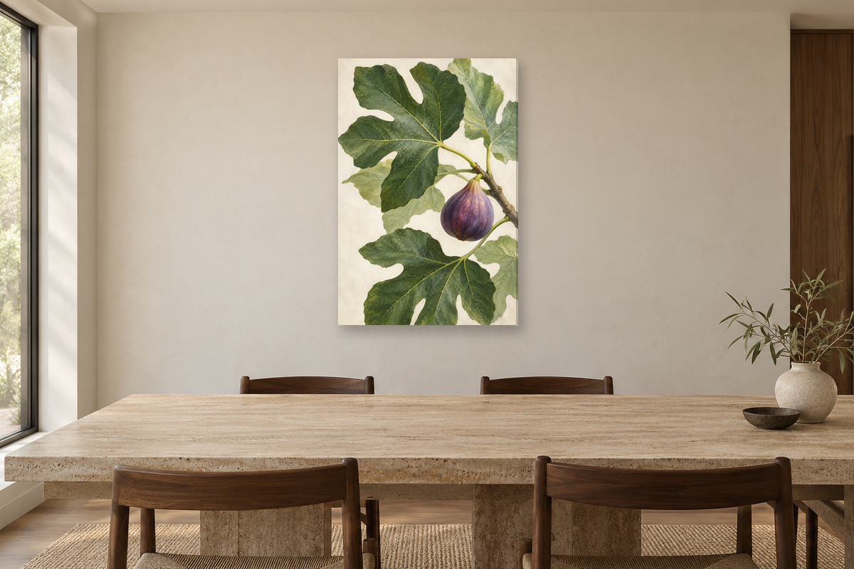 Fig Leaf Study in a dining room — interior mockup with the complete original artwork