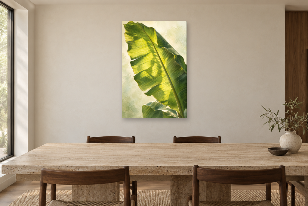 Banana Shade in a dining room — interior mockup with the complete original artwork