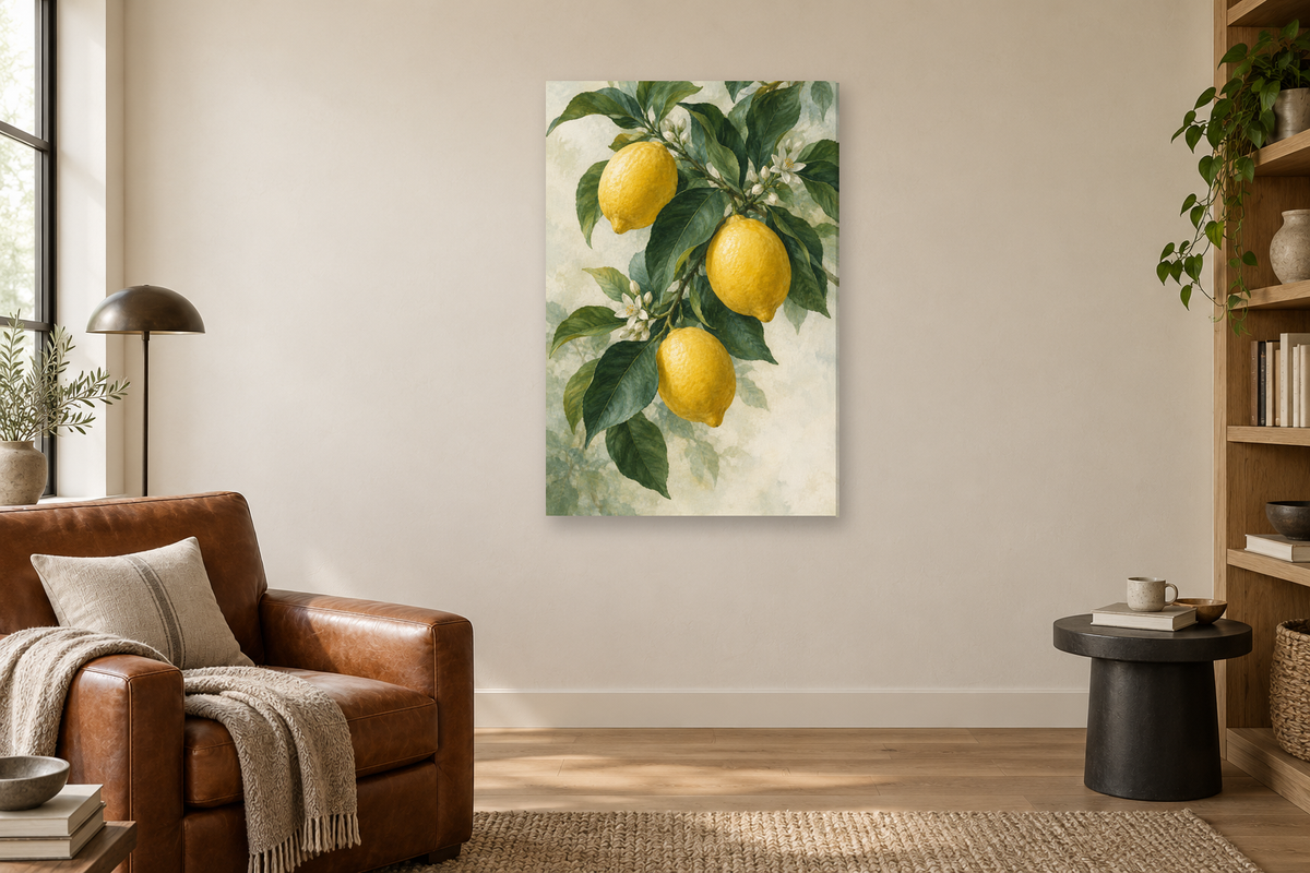 Lemon Grove in a reading corner — interior mockup with the complete original artwork