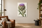 Artichoke Study in a reading corner — interior mockup with the complete original artwork