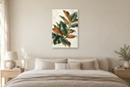 Magnolia Leaves in a bedroom — interior mockup with the complete original artwork