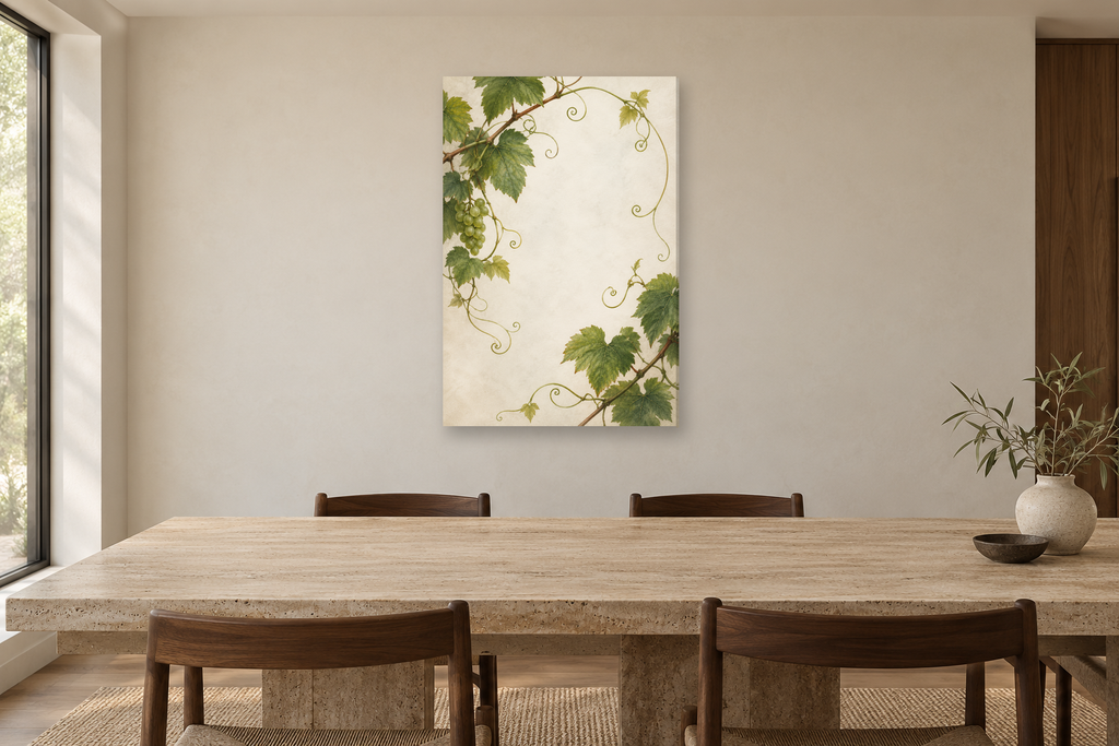 Vine Tendrils in a dining room — interior mockup with the complete original artwork