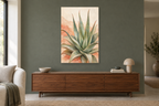 Desert Aloe in a living room — interior mockup with the complete original artwork