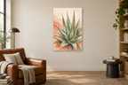 Desert Aloe in a reading corner — interior mockup with the complete original artwork